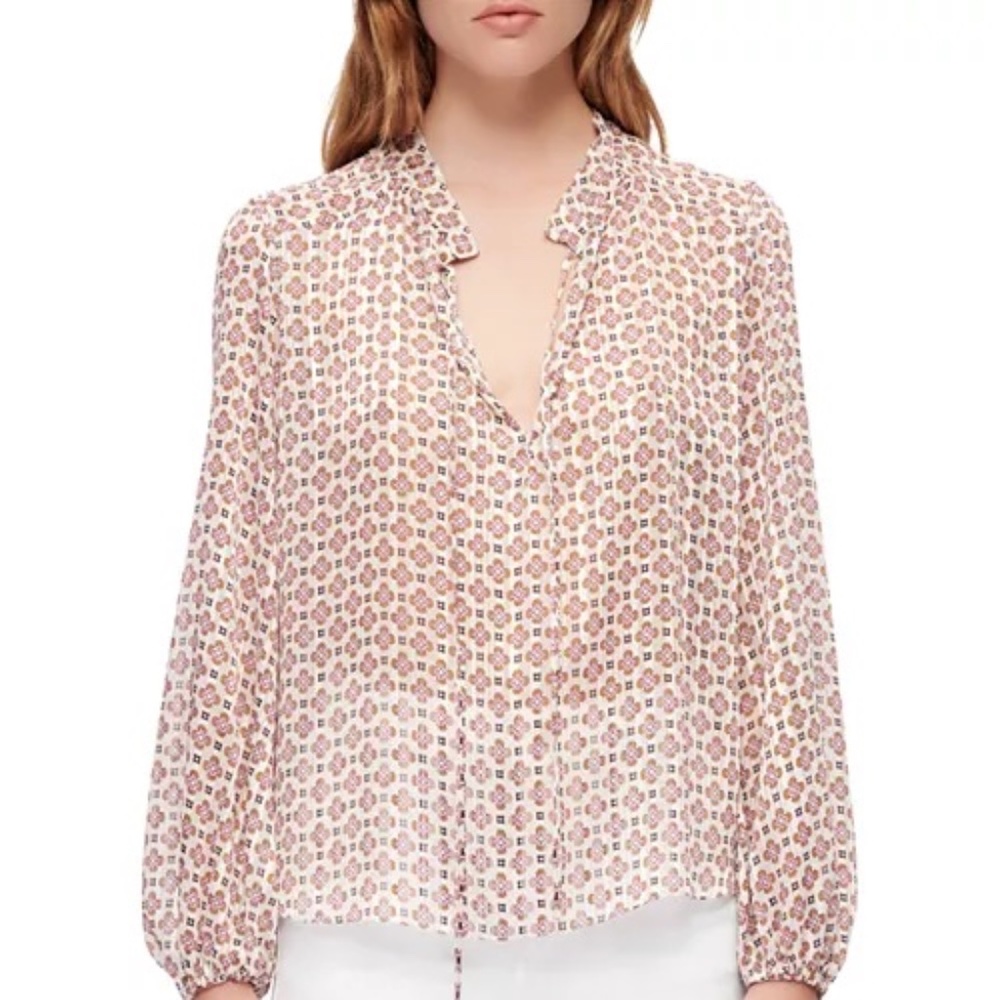 Maje Lipege Printed Jacquard Top (size 1 / small)